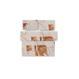 Lenjerie de pat 1 persoana, bumbac, imprimeu crem, Gecor