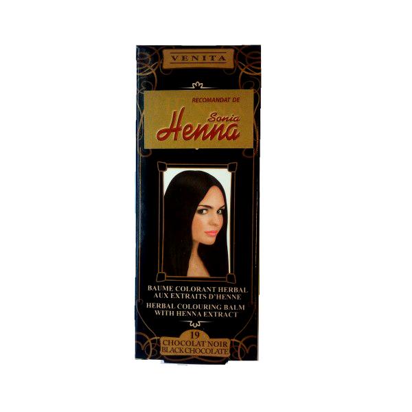 Balsam Colorant cu Extract de Henna Henna Sonia, Nr.19 Ciocolata Neagra, 75 ml
