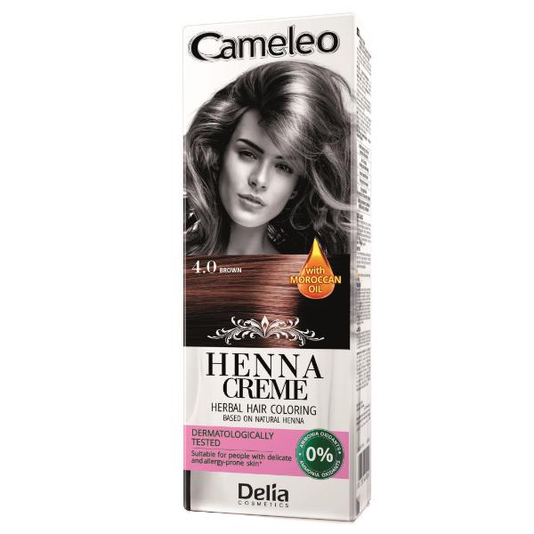 Crema Coloranta pentru Par pe Baza de Henna Cameleo Delia Cosmetics, nuanta 4.0 Brown, 75g