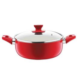 Cratita teflon alb cu capac sticla 24 cm, 3.5 L, FLORIA ZLN-2463