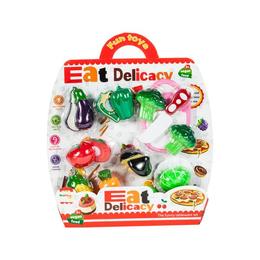 Set de bucatarie MalPlay Legume din plastic cu scai, tocator si cutit de bucatarie