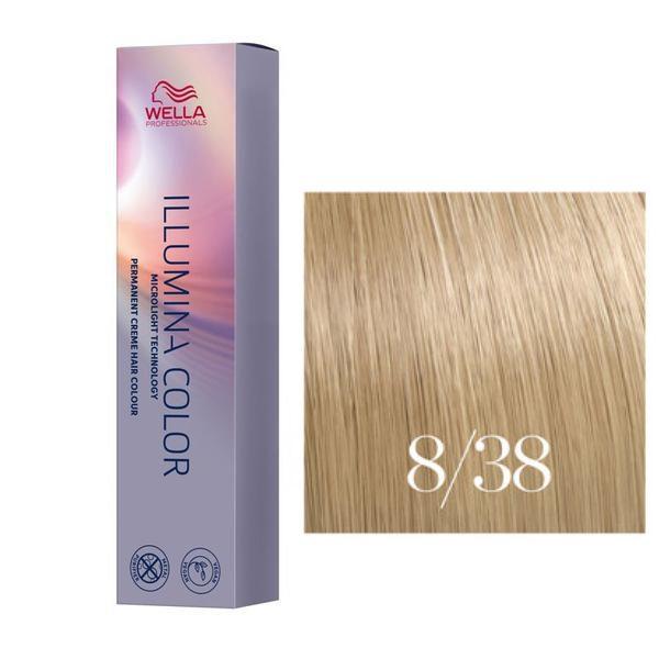 Vopsea Permanenta - Wella Professionals Illumina Color Nuanta 8/38 blond deschis auriu albastru