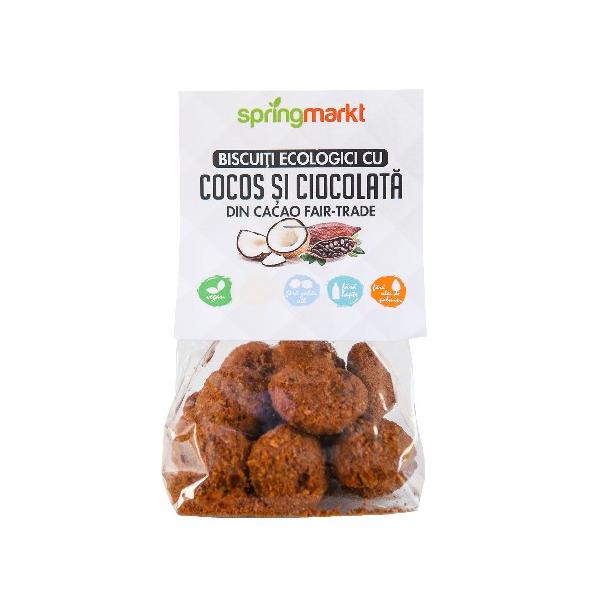 deco fair trade martisoare placate cu aur Biscuiti Ecologici cu Cocos si Ciocolata din Cacao Fair-Trade Springmarkt, 100g