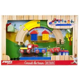 Set de joaca Ferry jouets, tren cu sine din lemn, multicolor, 19 piese