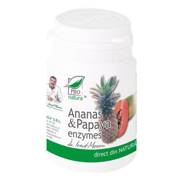 Ananas si Papaya Enzymes Medica, 60 comprimate