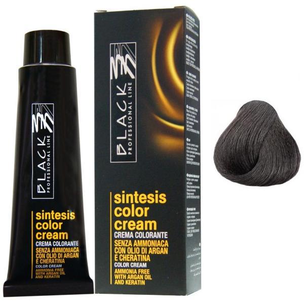 Vopsea Crema fara Amoniac - Black Professional Line Sintesis Color Cream Ammonia Free, nuanta 1.0 Black, 100ml
