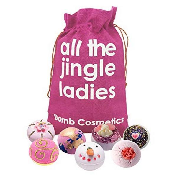 Set cadou All The Jingle Ladies Hessian Sack, Bomb Cosmetics - contine 7 bile efervescente
