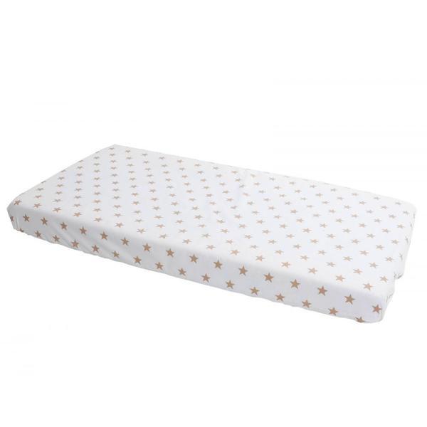 Cearceaf din bumbac cu elastic Stars Cream 120x60 cm