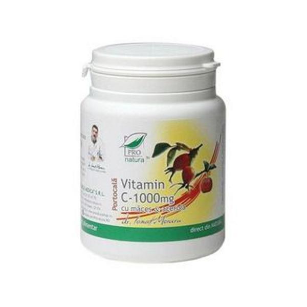 Vitamina C 1000mg, Maces si Acerola cu Aroma de Portocala Medica, 100 capsule
