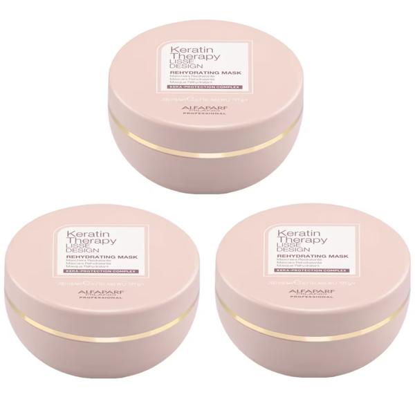 Pachet 3 x Masca Rehidratanta pentru Netezire - Alfaparf Milano Keratin Therapy Lisse Design Rehydrating Mask, 200ml