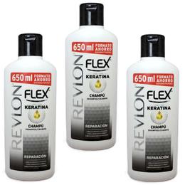 Pachet 3 x Sampon pentru Par Uscat si Deteriorat Revlon Flex Reparacion, 650ml