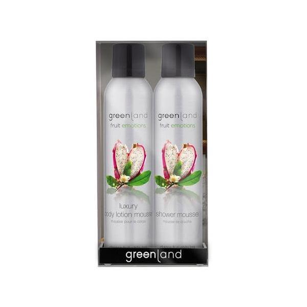 Set cadou Fruit Emotions Fructul Dragonului - Ceai Alb, gel de dus 200ml + spray corp 200ml Greenland