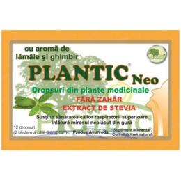 Dropsuri din Plante Medicinale cu Aroma de Lamaie si Ghimbir Fara Zahar Plantic Neo, 12 buc
