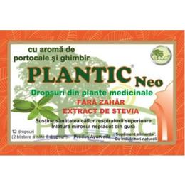 Dropsuri din Plante Medicinale cu Aroma de Portocale si Ghimbir Fara Zahar Plantic Neo, 12 buc