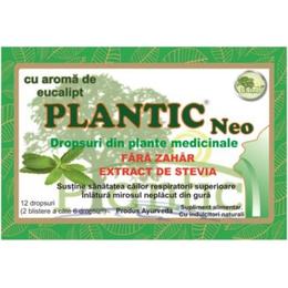 Dropsuri din Plante Medicinale cu Aroma de Eucalipt Fara Zahar Plantic Neo, 12 buc