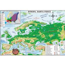 atlas harta europei Harta Europa Politica + Fizica (pliata), editura Carta Atlas 