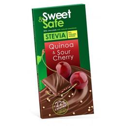 Ciocolata cu Lapte, Visine si Quinoa Sweet&amp;Safe Indulcitor Stevia Sly Nutritia, 25 g