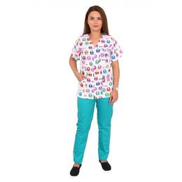 Costum medical, femei, cu anchior in forma V, cu trei buzunare aplicate, Kitty, M INTL