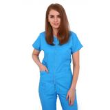 Halat medical, dama, cu  fermoar si trei buzunare aplicate, turquoise, XL INTL