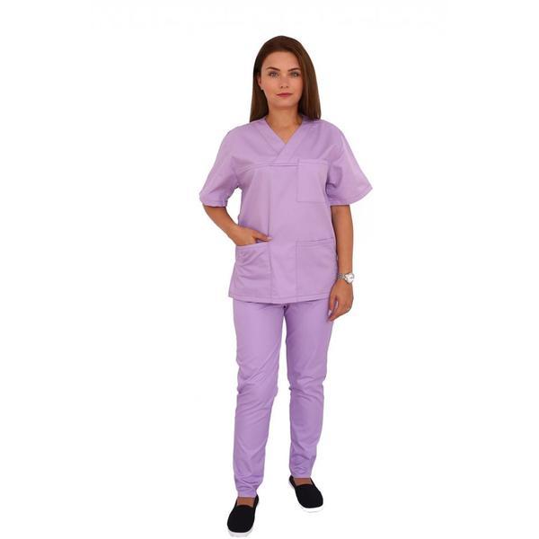 Costum medical, unisex, cu anchior in forma V, cu trei buzunare aplicate, lila, 4XL INTL