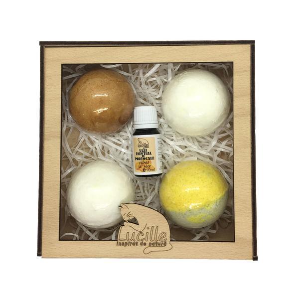 Set cadou Bile efervescente de baie Lucille in cutie cadou - Cocos si Citrice, 500g