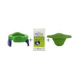 Pachet economic verde Potette Plus: olita portabila + liner reutilizabil + 10 pungi biodegradabile
