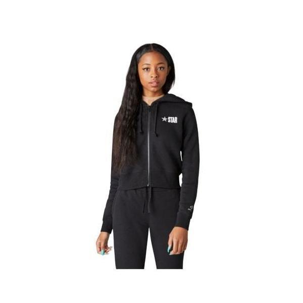 Hanorac femei Converse ​All Star Fleece Full Zip Womens Hoodie 10018309-001, XS, Negru