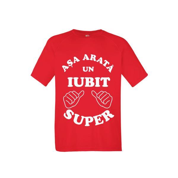 Tricou barbatesc personalizat Fruit of the loom, rosu,Asa arata un iubit super M