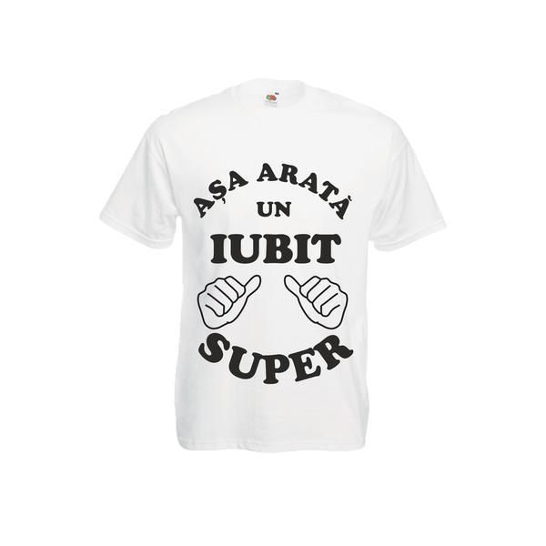 Tricou barbatesc personalizat Fruit of the loom, alb, Asa arata un iubit super XL