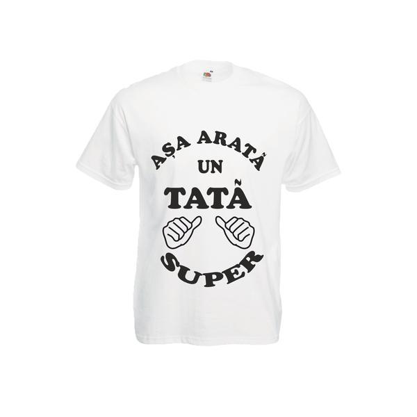 Tricou barbatesc personalizat Fruit of the loom, alb, Asa arata un tata super 2XL