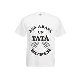 Tricou barbatesc personalizat Fruit of the loom, alb, Asa arata un tata super  XL