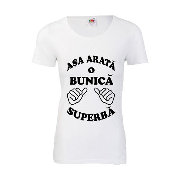 Tricou dama personalizat Fruit of the loom, alb, Asa arata o bunica superba L