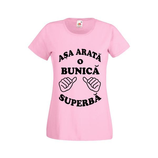 Tricou dama personalizat Fruit of the loom, roz, Asa arata o bunica superba S