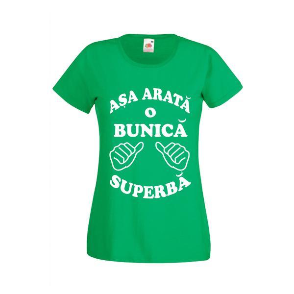 Tricou dama personalizat Fruit of the loom, verde, Asa arata o bunica superba XL