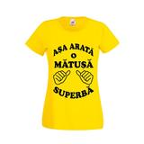 Tricou dama personalizat Fruit of the loom, galben, Asa arata o matusa superba XL