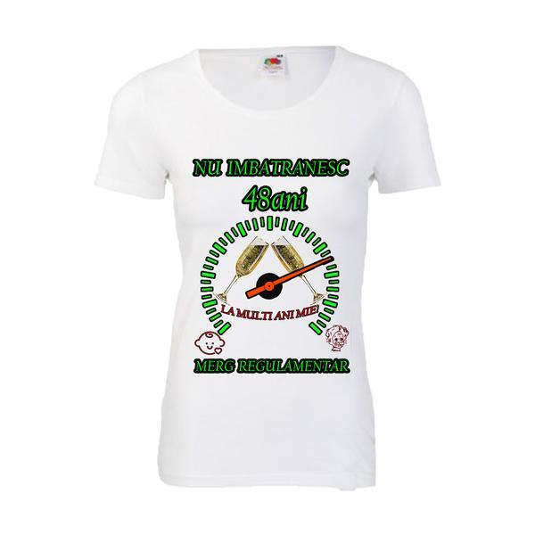 Tricou personalizat dama Fruit of the loom nu imbatranesc 48 alb L