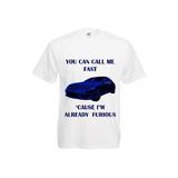 Tricou personalizat Fruit of the loom barbat call me fast alb L