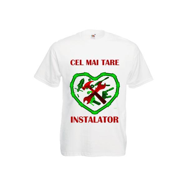 Tricou personalizat Fruit of the loom barbat instalator alb M