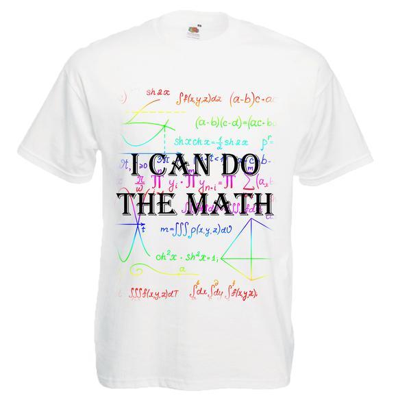 Tricou personalizat Fruit of the loom barbat I can do the math alb XXL