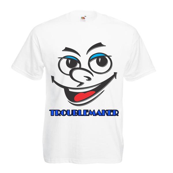 Tricou personalizat Fruit of the loom barbat troublemaker alb L