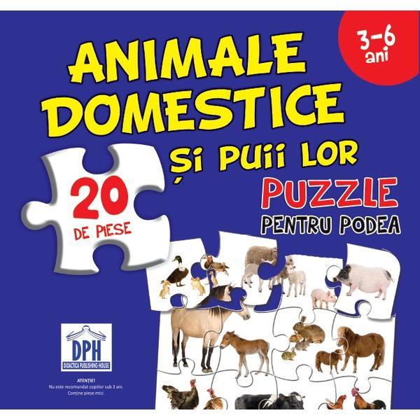 Animale domestice si puii lor. Puzzle pentru podea 3-6 ani, editura Didactica Publishing House