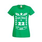 Tricou dama personalizat Fruit of the loom, verde, Viata incepe la 22 ani 2XL