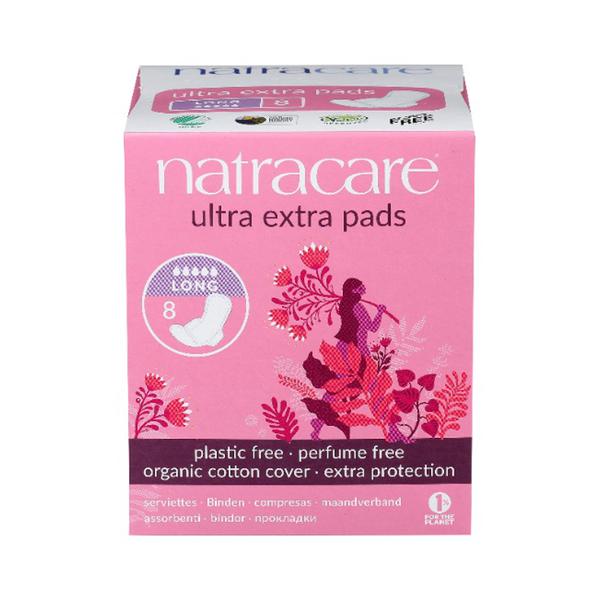 Absorbante Ultra Extra de Noapte cu 5 Picaturi Natracare, 8 buc