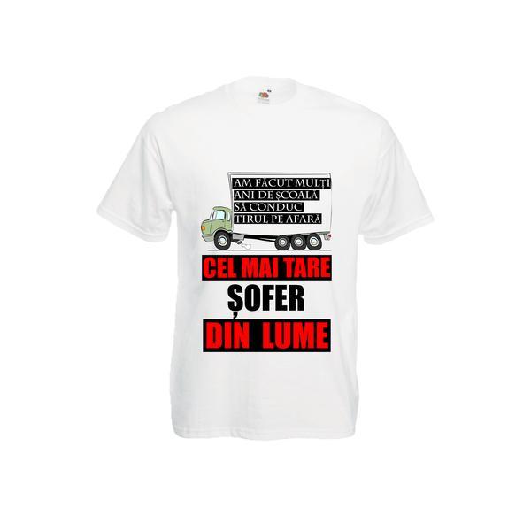 Tricou barbatesc personalizat Fruit of the loom, alb, Cel mai bun sofer din lume S