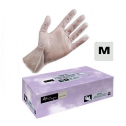 Manusi Unica Folosinta Vinil Cosmetica Marimea M - Airclean White Gloves Vinyl Powder Free M