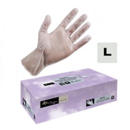 Manusi Unica Folosinta Vinil Cosmetica Marimea L - Airclean White Gloves Vinyl Powder Free L