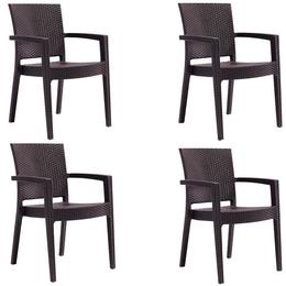 Set 4 scaune PARIS RATTAN culoare cafea, dimensiuni 62x58h88cm polipropilen, fibra sticla