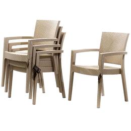 Set 4 scaune PARIS RATTAN culoare capucino, dimensiuni 62x58h88cm polipropilen, fibra sticla