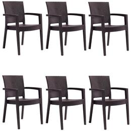 Set 6 scaune PARIS RATTAN culoare cafea, dimensiuni 62x58h88cm polipropilen, fibra sticla