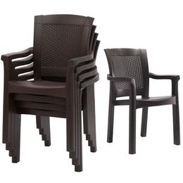 Set 4 scaune ROMA RATTAN culoare cafea, dimensiuni D60xH90xW57xSH45cm polipropilen, fibra sticla